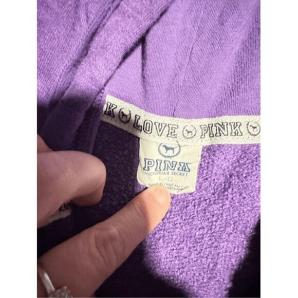 Victoria's Secret PINK LOVE PINK Rainbow Logo Purple Heart Hooded Sweatshirt - Picture 5 of 6